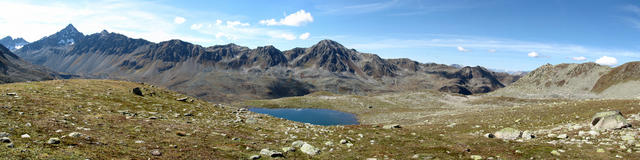 Breitbildfoto Flüelatal vom See Punkt 2549 m.ü.M. aus gesehen