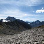 links das Flüela Wisshorn, Müllersch Tälli und das Flüela Schwarzhorn