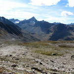 Breitbildfoto mit Blick Richtung Flüela Wisshorn, Müllersch Tälli und das Flüela Schwarzhorn