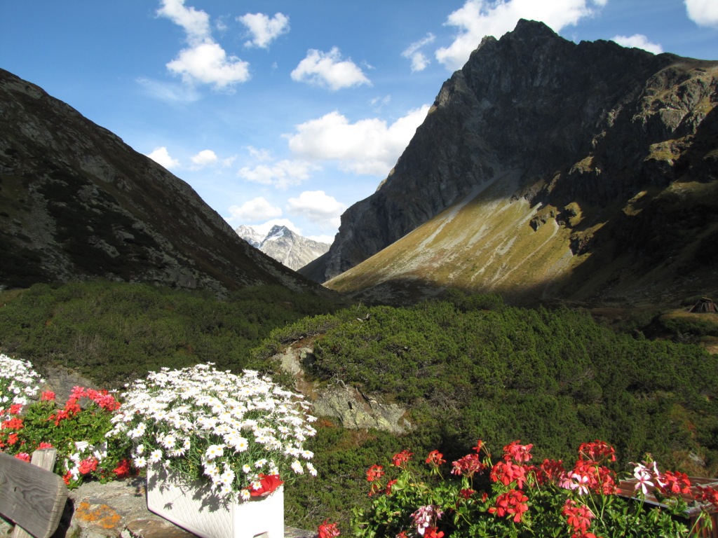 Blick vom Berghaus Vereina ins Vernelatal und Schwarzchopf