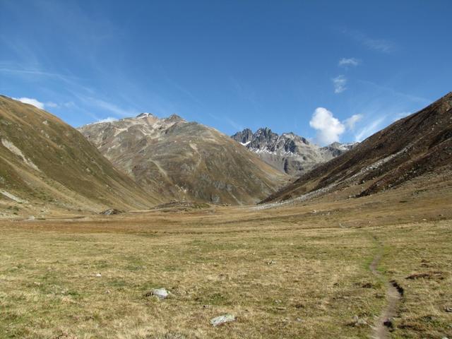 Blick zurück. Im Hintergrund der Piz Vadret und der Piz Grialetsch