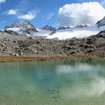 Breitbildfoto Bergsee mit Piz Kesch, Porchabella Gletscher und Piz Porchabella