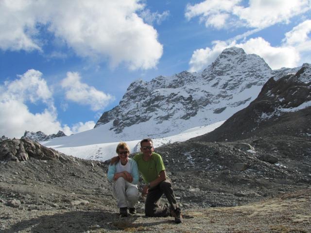 Erinnerungsfoto aufgenommen beim Porchabella Gletscher