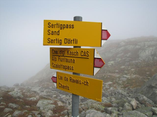 bei Punkt 2547 m.ü.M. zwischen den zwei Seen, nahmen wir den Bergpfad Richtung Sertigpass unter die Füsse