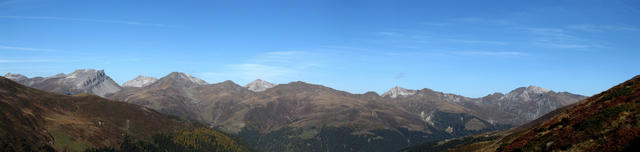 Breitbildfoto Blick Richtung Landwassertal und schön aufgereiht alle Berge