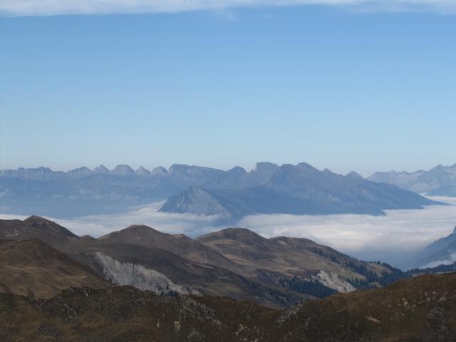 Blick zu den Churfirsten, Gonzen und Alvier