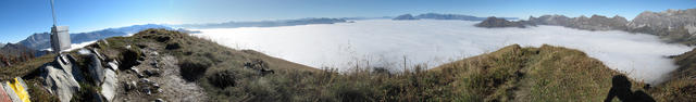 super Breitbildfoto über der Nebeldecke, mit Blick ins Churer Rheintal