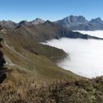 von der Sassauna gut ersichtlich unsere Wanderung die noch vor uns steht und oh was für ein Glück, immer über den Nebel