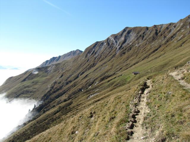 Blick zurück nach Obersäss. Zu hinterst die Sassauna