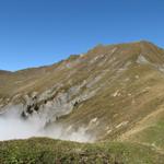 Blick von Drosbüel aufwärts Richtung Höchstelli und den Weg den wir zurückgelegt haben