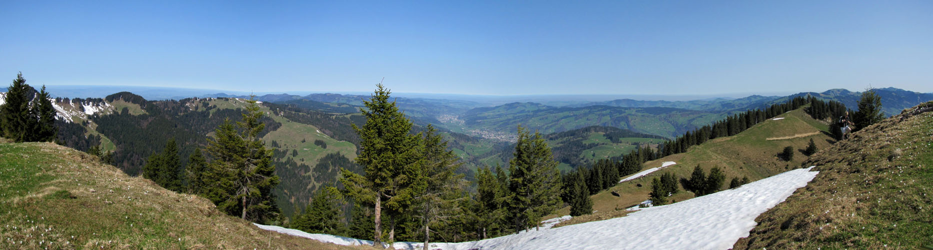 schönes Breitbildfoto. Blick Richtung Wattwil und Bodensee. Von der Bremacher Höchi aus gesehen