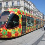farbenfrohe Trams in Montpellier