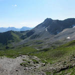 Breitbildfoto ganz links Weisshorn, in der Mitte die Hörnlihütte, das Urdental und Parpaner Weisshorn