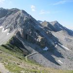 gut ersichtlich der Weg der zum Parpaner Rothorn führt