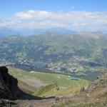 was für ein Tiefblick runter nach Lenzerheide mit Heidsee