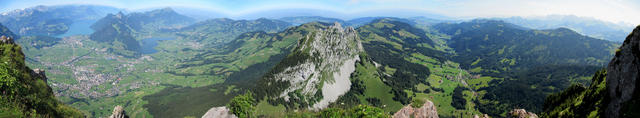 Breitbildfoto vom Grossen Mythen aus gesehen, Richtung kleiner Mythen, Zwischen Mythen und Brunnital