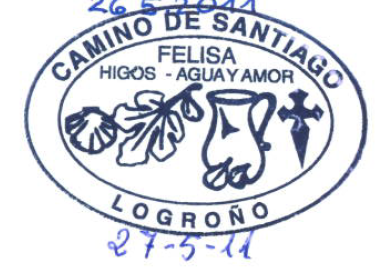 Stempel von Logroño Higos-agua y amor (Feigen-Wasser und Liebe) ein spezieller Moment diesen Stempel im Pilgerpass zu erhalten