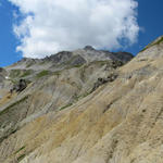 Breitbildfoto bei Punkt 2400 m.ü.M. Das Ducantal ändert sein Gesicht. Wir treten in eine Mondlandschaft ein