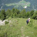 rechts am Breitrüfi vorbei, führt der Bergweg weiter sehr steil abwärts