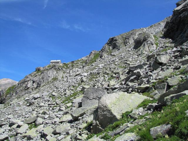 die Gelmerhütte erscheint im Blickfeld