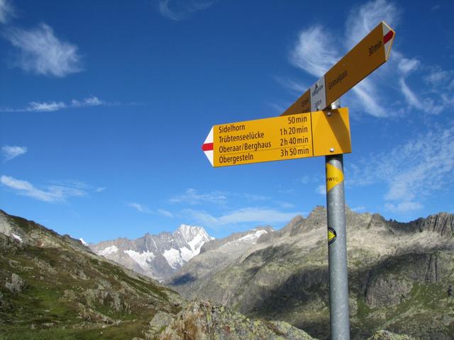 Wegweiser bei der Husegghütte 2441 m.ü.M.