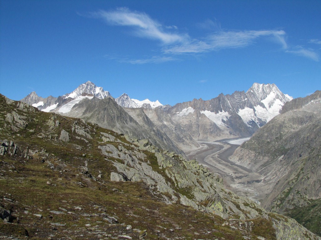 Finsteraarhorn, Finsteraar- Unteraar- und Lauteraargletscher mit Lauteraarhorn