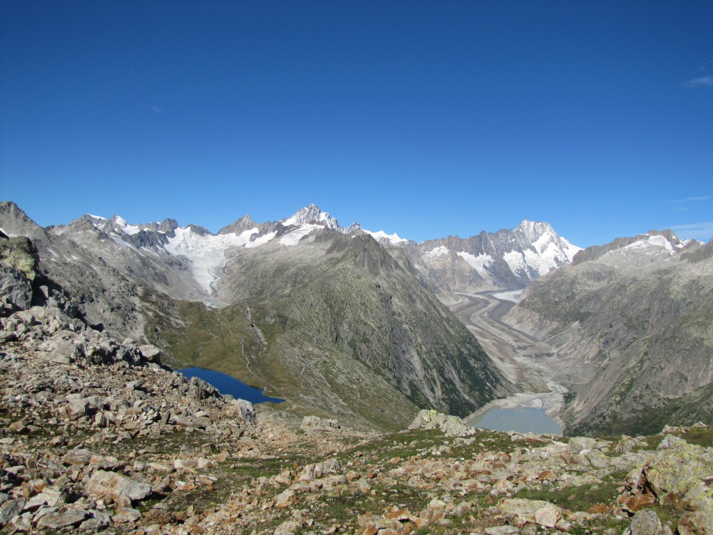 Blick Richtung Triebtenseewli, Oberaargletscher und Unteraargletscher