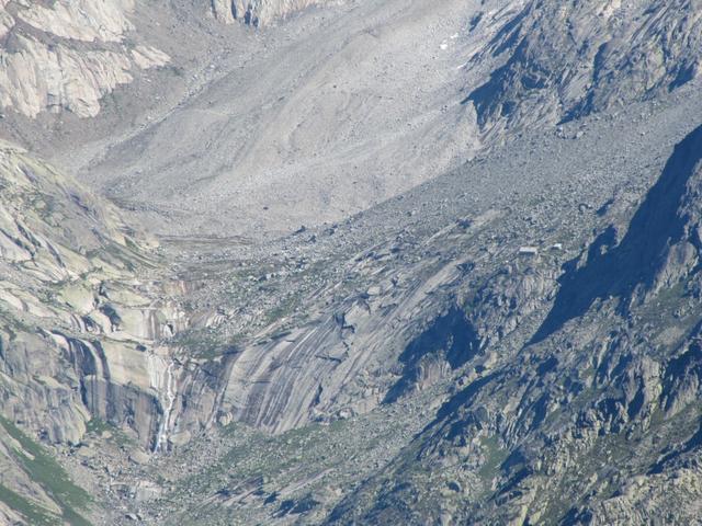 Blick zur Gelmerhütte. Dort waren wir auch schon