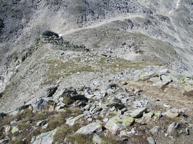 ab hier wird der Weg weiss-blau-weiss. Biegt man rechts ab, bleibt er weiss-rot-weiss