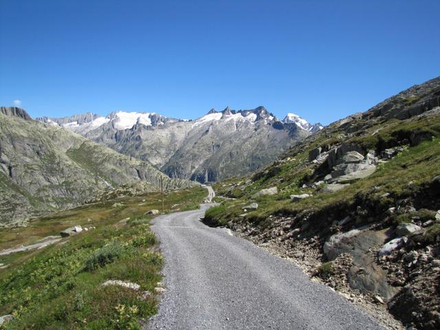 auf der Fahrstrasse geht es zurück zum Grimselpass