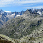 schönes Breitbildfoto mit Oberaargletscher, Finsteraarhorn, Lauteraarhorn und Gauligletscher