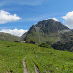 Breitbildfoto mit Chilchhorn, Nufenenpass, Nufenenstock und Staumauer Griessee