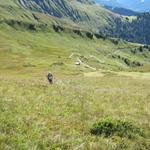 Blick runter nach Prapitscha. Gut ersichtlich der Fahrweg, der bis nach Prapitscha führt