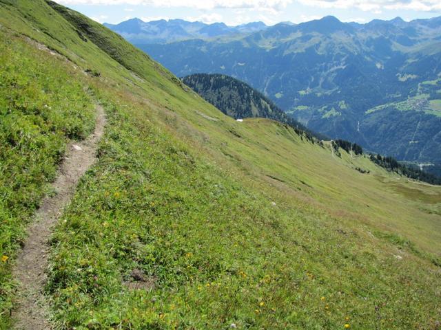 von Punkt 2166 m.ü.M. aus, führt unsere Wanderung nun abwärts wieder zurück nach Calfreisen