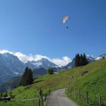 mit Blick zum Breithorn und Grosshorn, verlassen wir Mürren