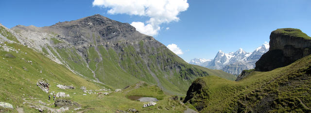 Breitbildfoto mit Schilthorn, Wetterhorn, Eiger, Mönch und Jungfrau