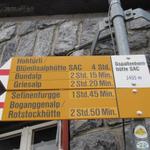 Wegweiser bei der Gspaltenhornhütte