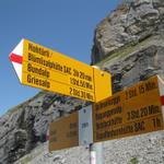 Wegweiser bei Punkt 2107 m.ü.M. hier bogen wir links ab. Ab hier führt der Weg über den Gletscher