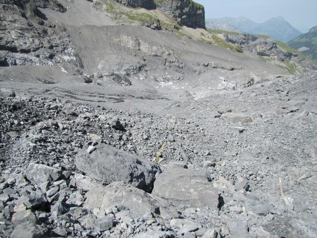 hier ist der Gletscher komplett von Geröll und Schutt bedeckt