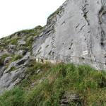 Blick zurück zur Schlüsselstelle der ganzen Wanderung. Der Weg ist gut gesichert.