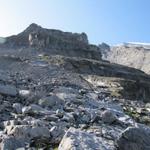 hinter diesem Felssporn versteckt sich die Fründenhütte