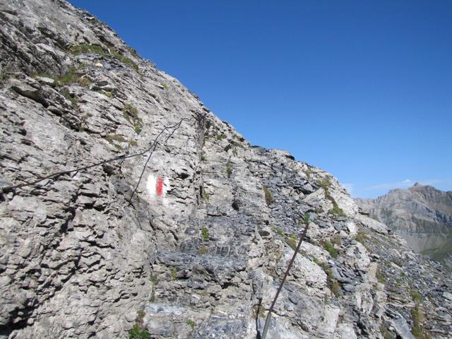 das letzte Teilstück bevor man die Fründenhütte erreicht, ist deutlich heikler und ausgesetzter als der bisherige Weg