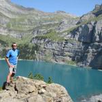 Franco schaut zu der Fründenhütte hinauf