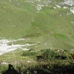 Wegkreuzung vom Bergweg bei Punkt 1757 m.ü.M. mit Blick auf die Chlushütte