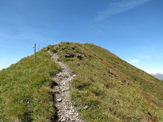 links vom Fürggli führt der Wanderweg auf den Jägglisch Horn