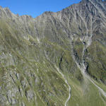 Breitbildfoto bei Punkt 2216 m.ü.M.  von links, Engelshörner, Ritzlihorn, Grosser Diamantstock mit Gletscher