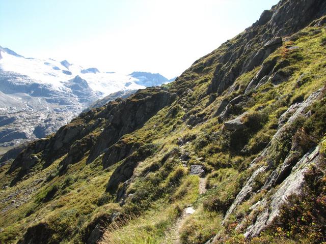 wir haben den Tälligrat hinter uns gelassen und wandern nun leicht abwärts Richtung Gaulihütte