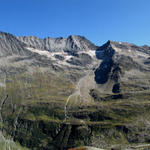 Breitbildfoto auf dem Weg zur Gaulihütte. Ganz rechts das Gebiet des Gauligletscher