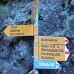 bei Schaftelen biegt der Wanderweg rechts ab Richtung Schaftellaui und Underi Trift