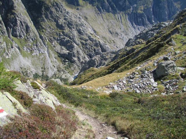 über den "Familienweg", nicht über den "Chetteliweg" führt uns der Weg nun abwärts zur Triftbrücke